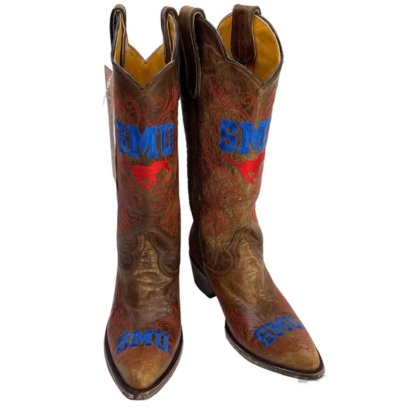 GAMEDAY BOOTS Southern Methodist University SMU Mustangs NEW Sz 6.5 Cowboy Boots - Picture 1 of 14